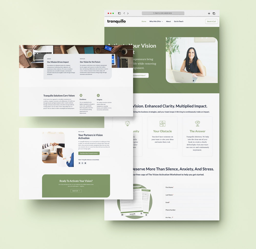 Image of website for Tranquillo Solutions